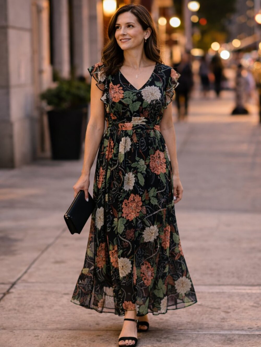 🌸 Venus Floral Maxi Dress – Sophisticated Fall Statement Piece 🌸
